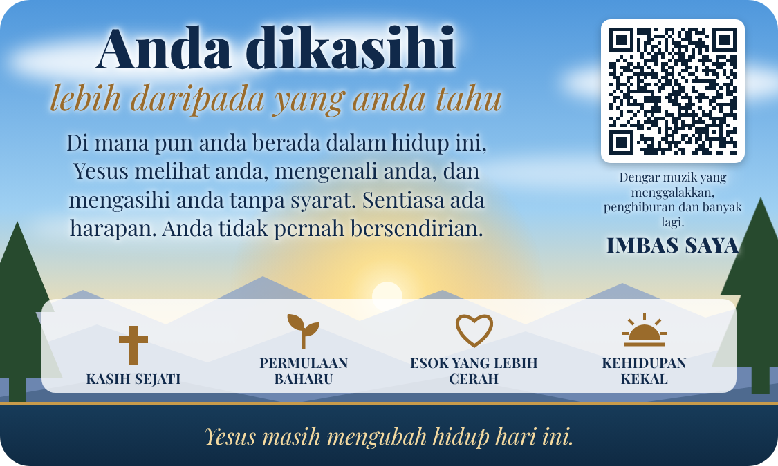 Bahagian belakang kad perniagaan jangkauan Millions Missing dengan kod QR yang berfungsi