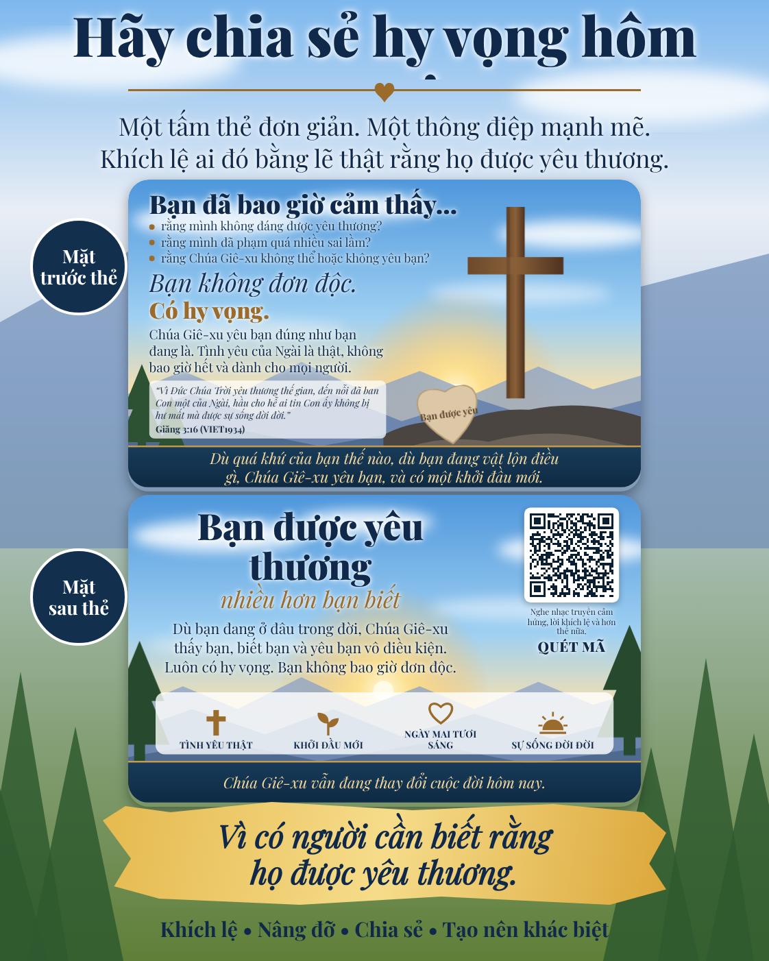 Tờ rơi Chia Sẻ Hy Vọng Hôm Nay có mã QR hoạt động